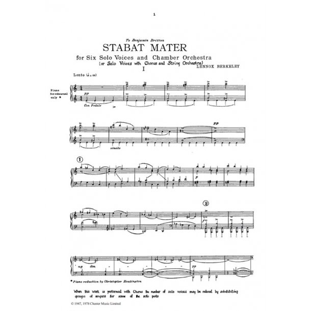 Lennox Berkeley: Stabat Mater (Vocal Score)