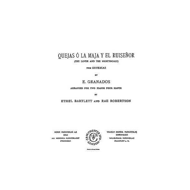 Enrique Granados: The Lover and the Nightingale For Two Pianos