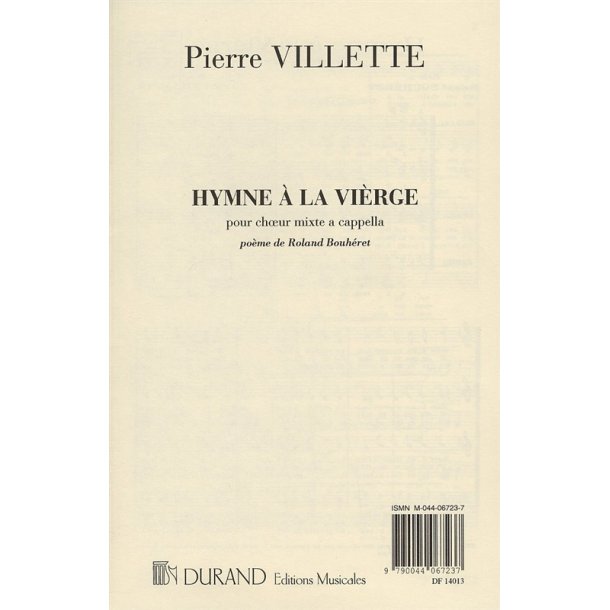 Pierre Villette: Hymne A La Vierge