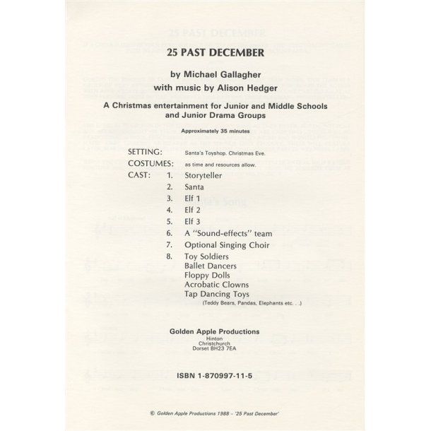 Alison Hedger/Michael Gallagher: 25 Past December (Pupil's Book)
