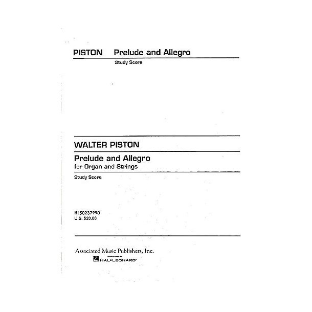 Walter Piston: Prelude And Allegro For Organ And Strings (Study Score)