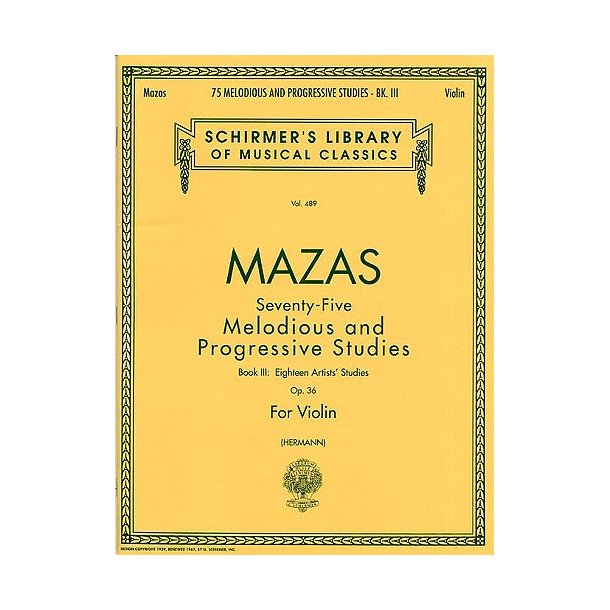 Jacques F. Mazas: 75 Melodious And Progressive Studies Op.36 Book 3 (Artist's Studies)