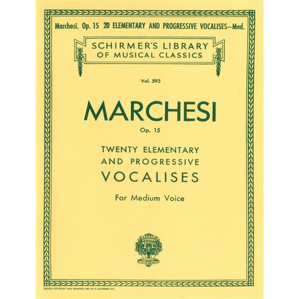 Salvatore Marchesi: Twenty Elementary And Progressive Vocalises Op.15 For Medium Voice