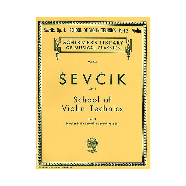 Otakar Sevcik: School Of Violin Technics Op.1 Book 2 (2nd-7th Positions)