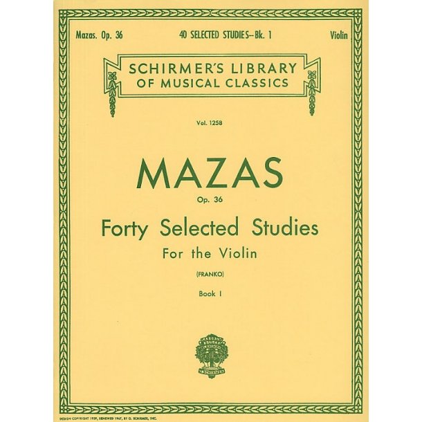 Jacques F. Mazas: Forty Selected Studies For The Violin Op.36 Book I