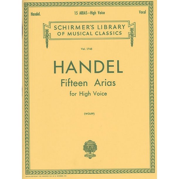 George Frideric Handel: 15 Arias For High Voice