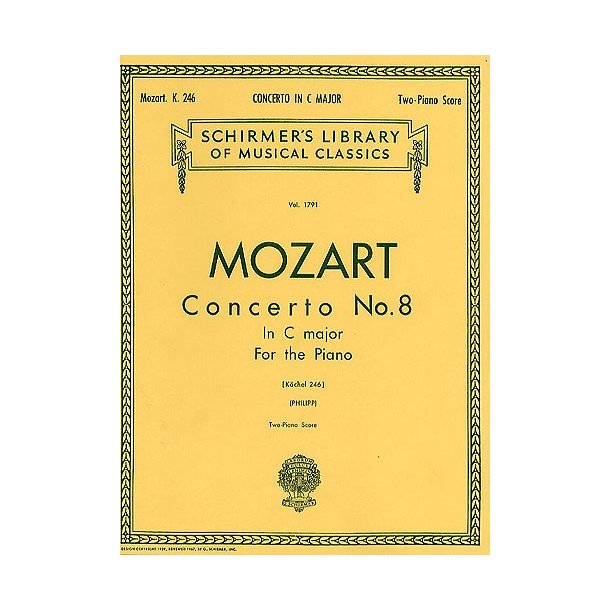 W.A. Mozart: Piano Concerto No.8 In C K.246 (2 Piano Score)