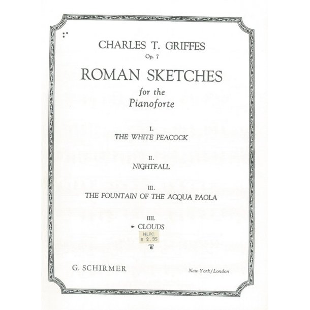 Charles T. Griffes: The White Peacock Op.7 (From 'Roman Sketches')- Piano Solo