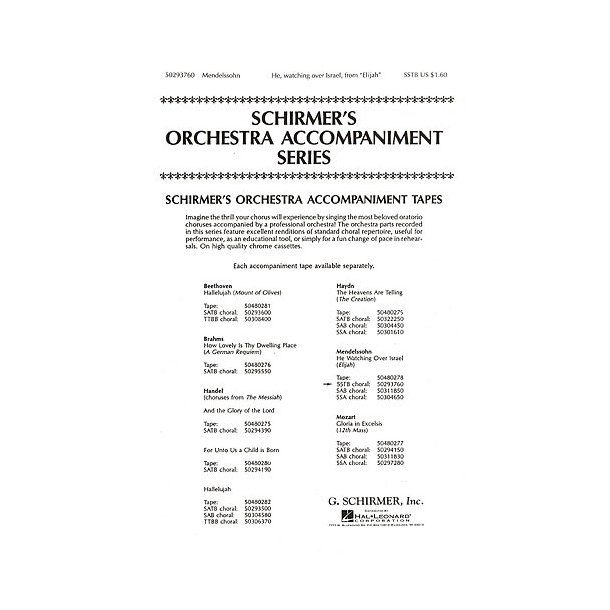 Felix Mendelssohn: He, Watching Over Israel (Elijah) SSTB