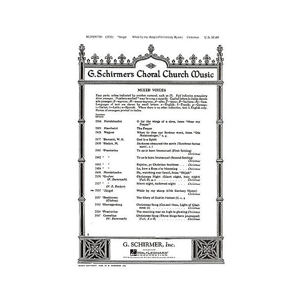 Christmas Hymn 'While By My Sheep' (SATB)