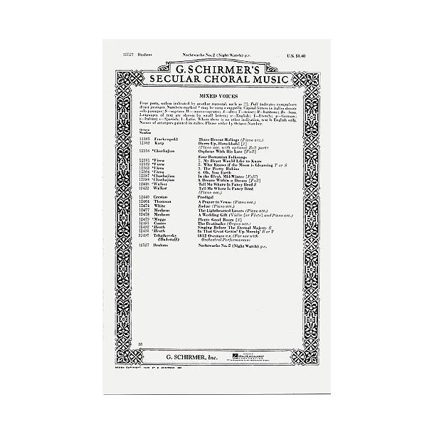 Johannes Brahms: Nachtwache No.2 Op.104 No.2