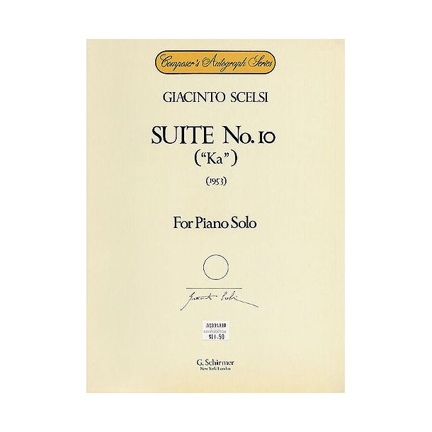 Giacinto Scelsi: Suite No.10 'Ka' For Piano Solo