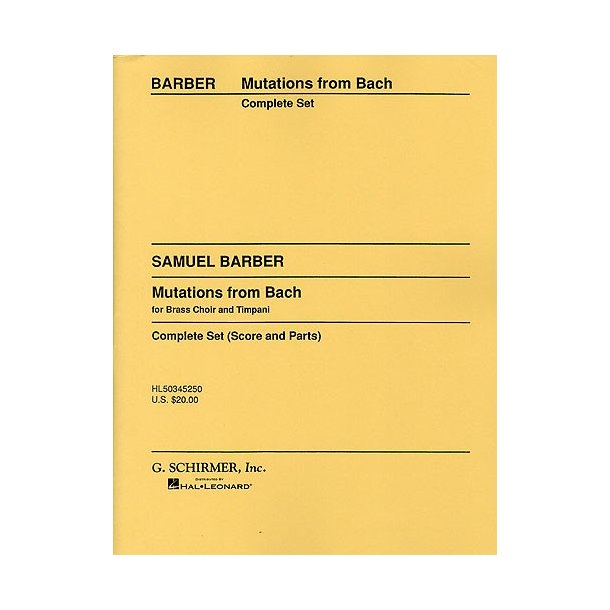 Samuel Barber: Mutations From Bach (Score/Parts)