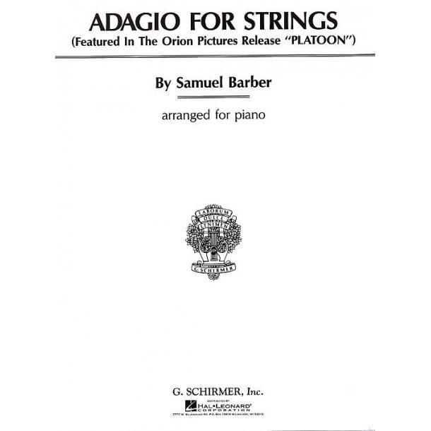 Samuel Barber: Adagio For Strings (Piano)