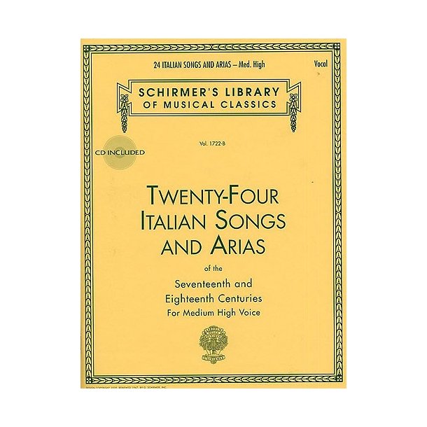 Twenty-Four Italian Songs And Arias Of The 17th And 18th Centuries - Medium High Voice (Book/CD)