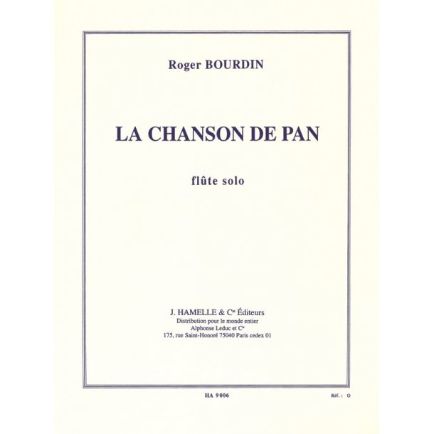 Bourdin Chanson De Pan Flute Solo Book