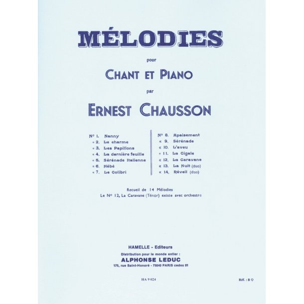 Chausson 14 Melodies Voice &amp; Piano Book