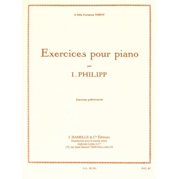 Philipp Exercices Pour Piano Exercices Preliminaires Piano Book