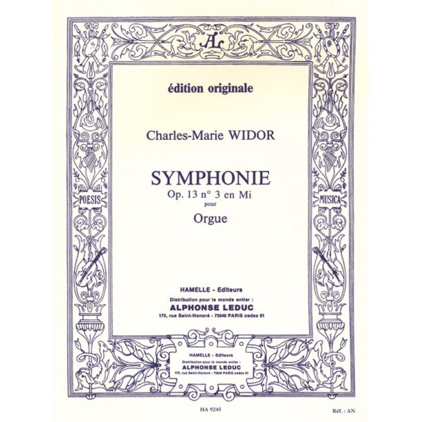 Widor Symphonie No3 Op13 Organ Book