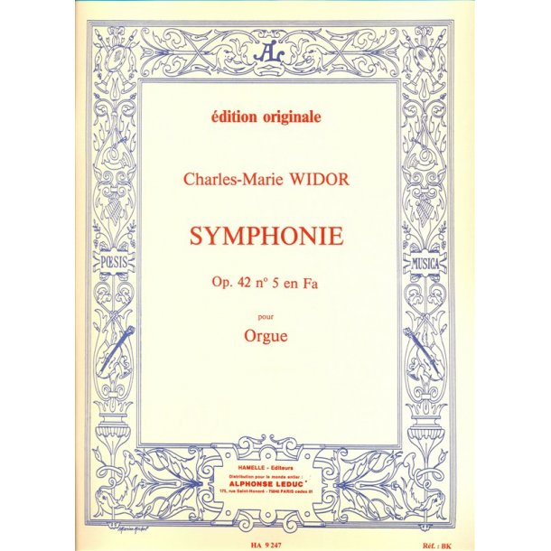 Symphone op 42 no 5 en FA pour orgue