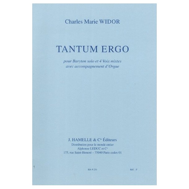Widor Tantum Ergo Baritone Solo Voice & Organ Book