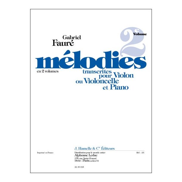 Gabriel Faur&eacute;: M&eacute;lodies Vol.2 (Cello & Piano)