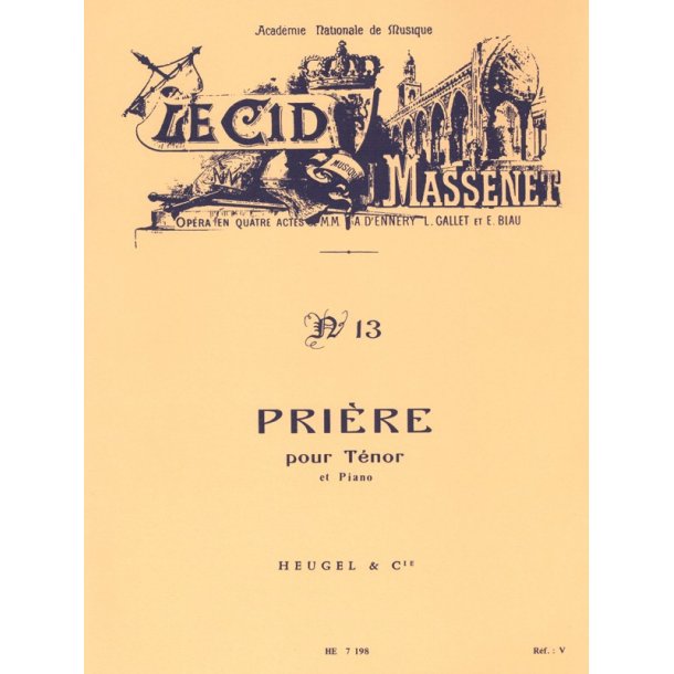 Massenet Jules Cid Air No.13 Priere Tenor Solo & Piano Book