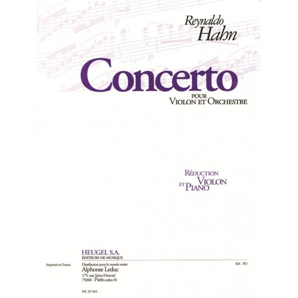 Reynaldo Hahn: Concerto (Violin & Piano)