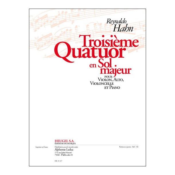 Reynaldo Hahn: Quatuor No.3 in G (Piano Quartet)