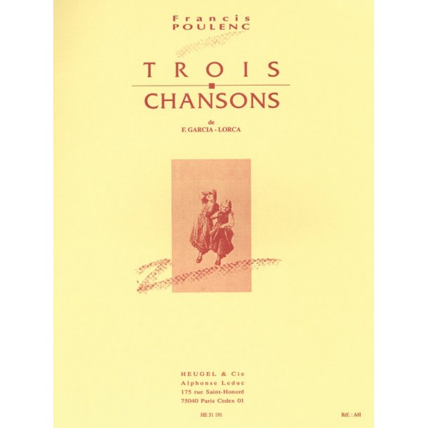 Francis Poulenc: 3 Chansons de Federico Garcia Lorca (med) (Voice & Piano)