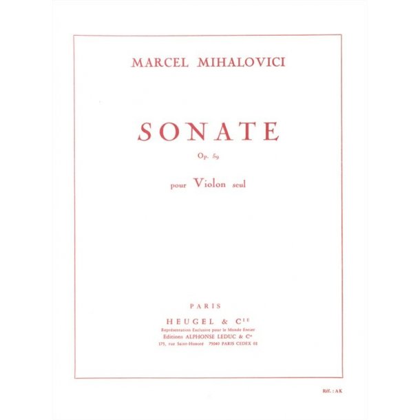 Marcel Mihalovici: Sonate Op.59 (Violin solo)