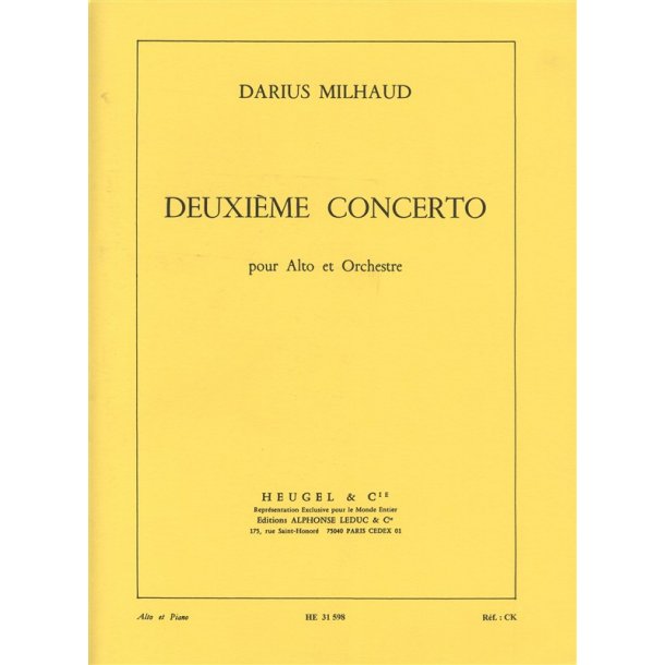 Darius Milhaud: Concerto No.2, Op.340 (Viola & Piano)
