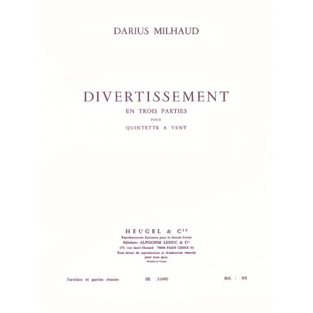 Darius Milhaud: Divertissement en 3 Parties Op.299b (Quintet-Wind)