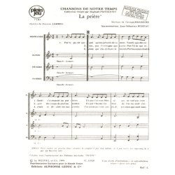 Brassens Georges Chansons De Notre Temps La Priere (Bereau) 4 Part Bk