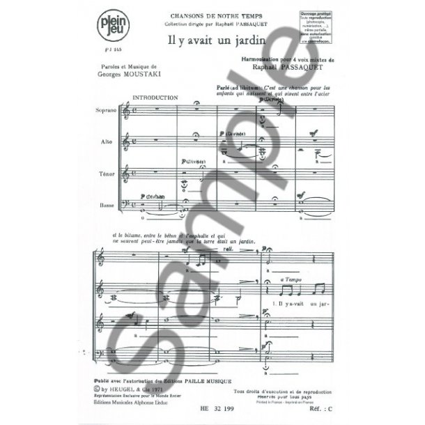 Moustaki Chansons De Notre Temps Pj245 Il Y Avait Un Jardin 4 Part
