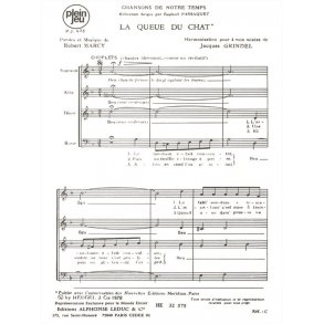 Marcy Grindel Chansons De Notre Temps Pj473 La Queue Du Chat 4 Part