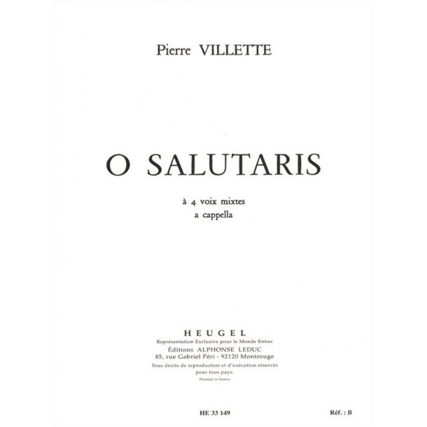 Pierre Villette: O Salutaris (SATB)