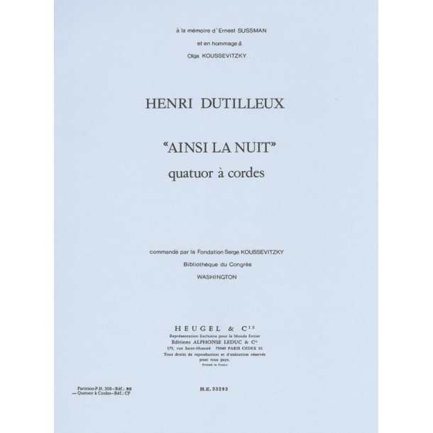 Henri Dutilleux: Ainsi la Nuit (Quartet-Strings)