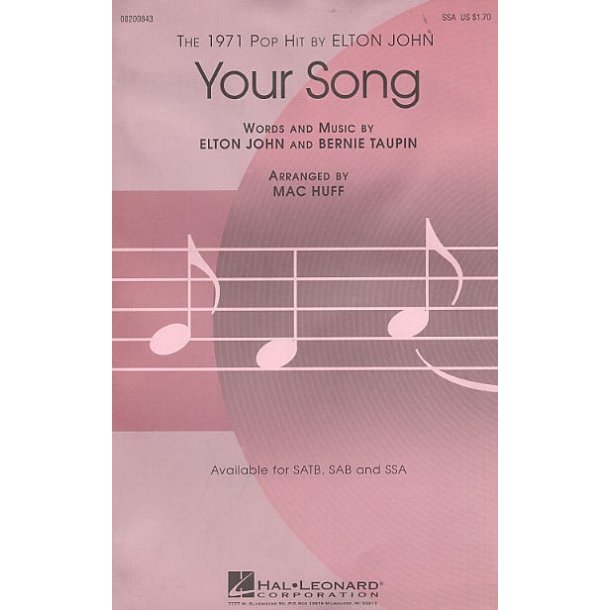 Elton John: Your Song (SSA)