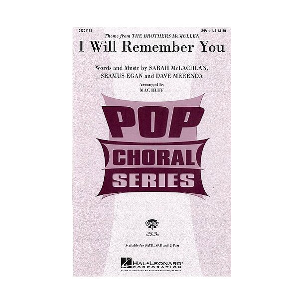 Sarah McLachlan, Seasmus Egan And Dave Merenda: I Will Remember You