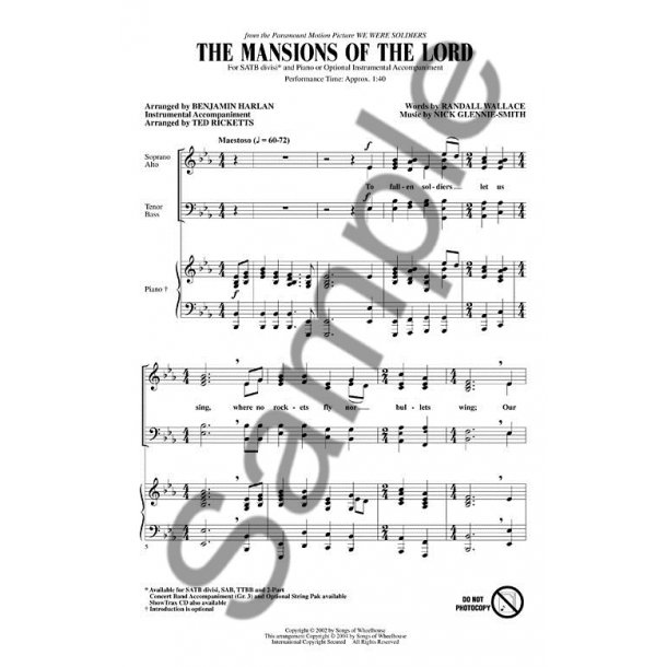 The Mansions of the Lord (from We Were Soldiers) - SATB