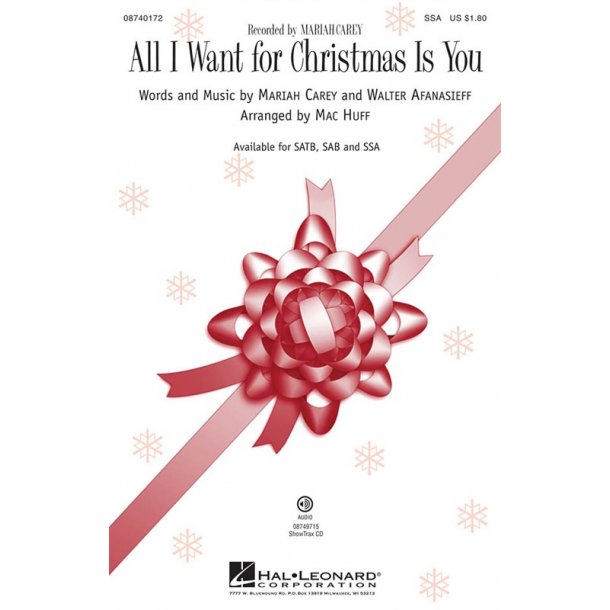 Mariah Carey: All I Want For Christmas Is You - SSA