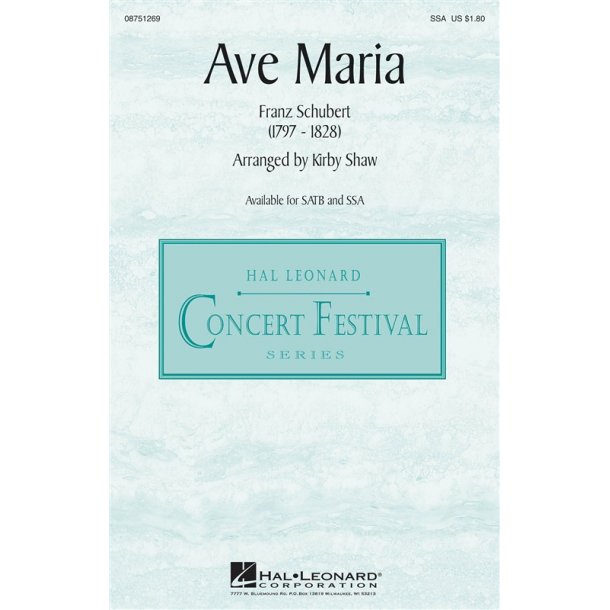 SCHUBERT FRANZ AVE MARIA (SHAW KIRBY) SSA CHORAL