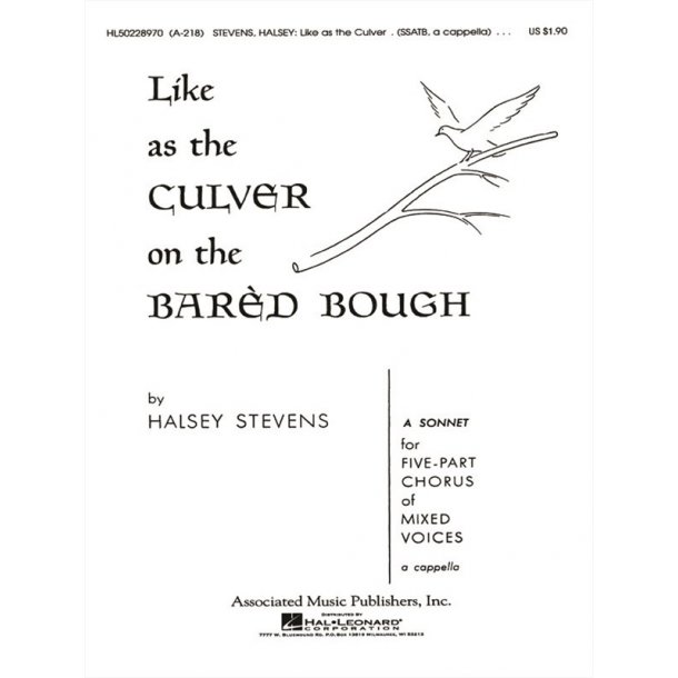 Like As The Culver On The Bared Bough A Cappella