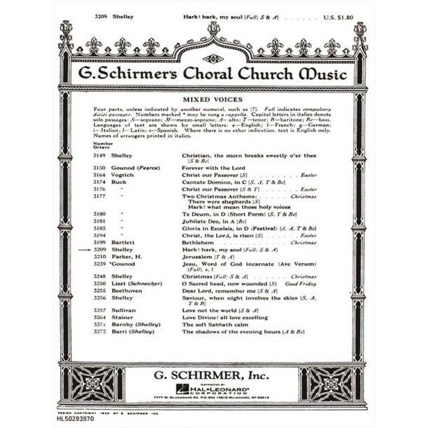 Hark Hark My Soul  Organ