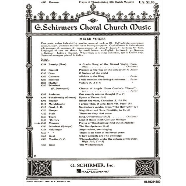 Prayer Of Thanksgiving  Piano