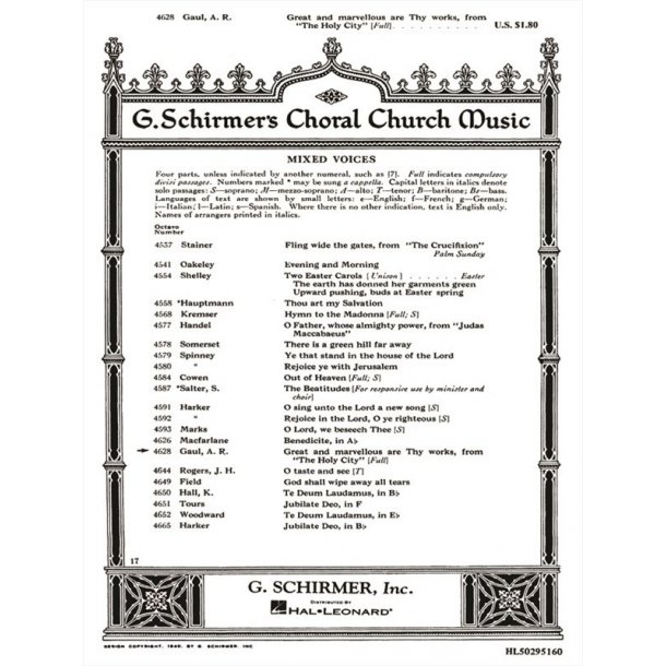 Great And Marvelous Are Thy Works From The Holy City