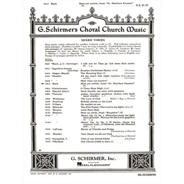 Here Yet Awhile  From St. Matthew Passion  With Organ