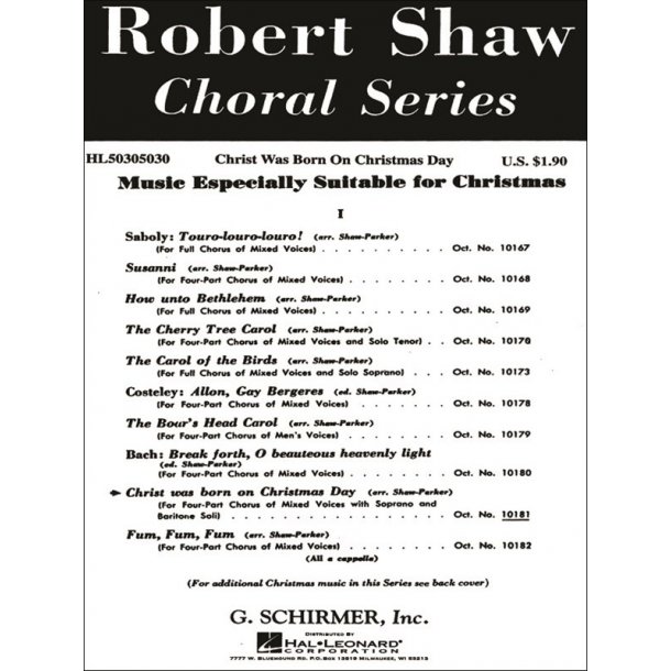 Christ Was Born On Christmas Day With Soprano And Baritone Solo, A Cappella