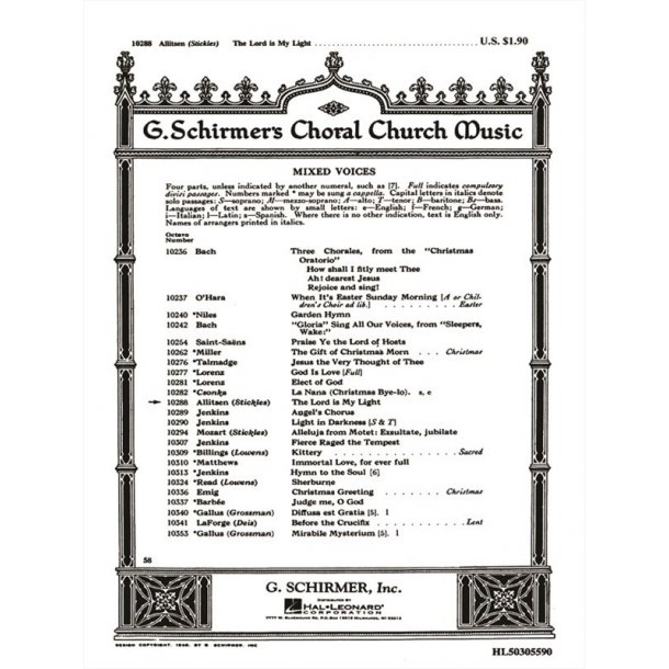 Lord Is My Light, The  Organ